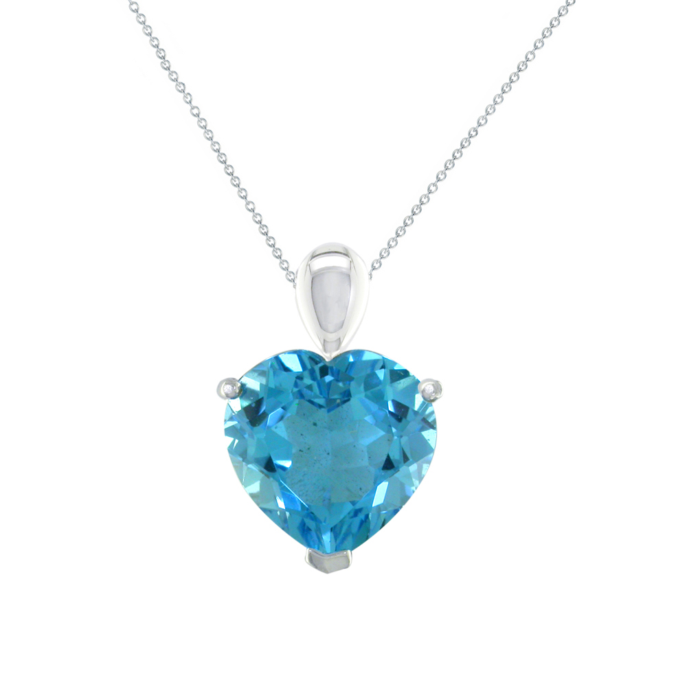 EW Adams - Heart Shape Blue Topaz Pendant